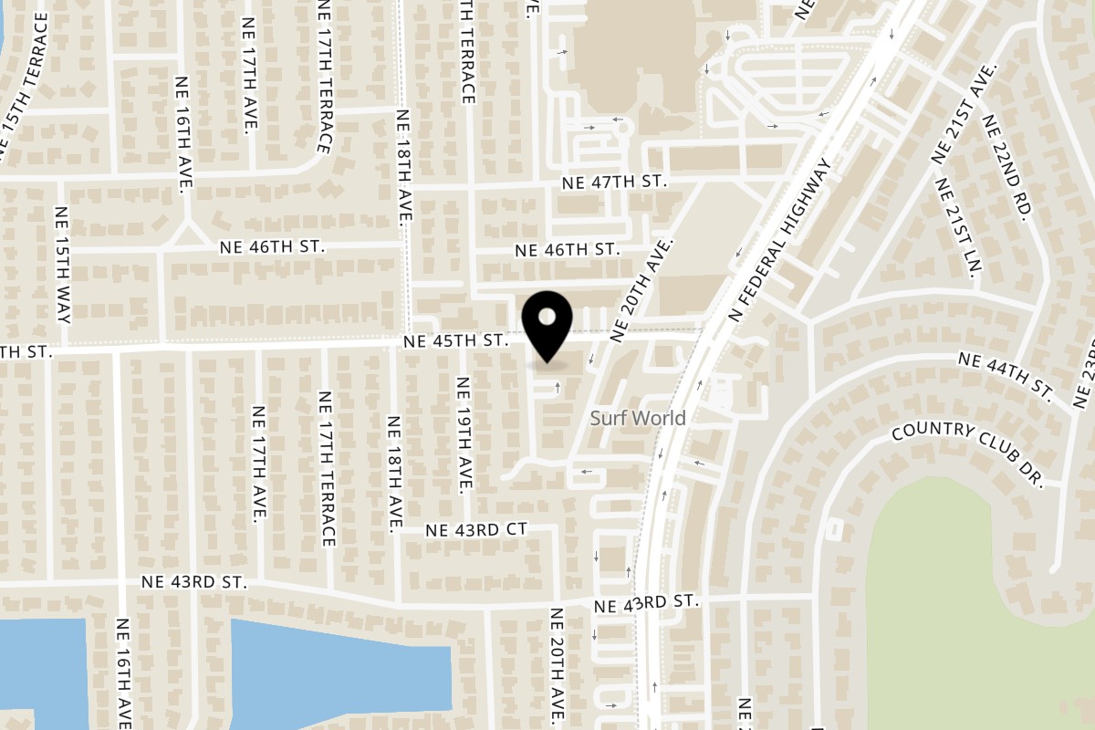 Map showing the location of Mom's Kitchen on 1940 NE 45th St in Fort Lauderdale